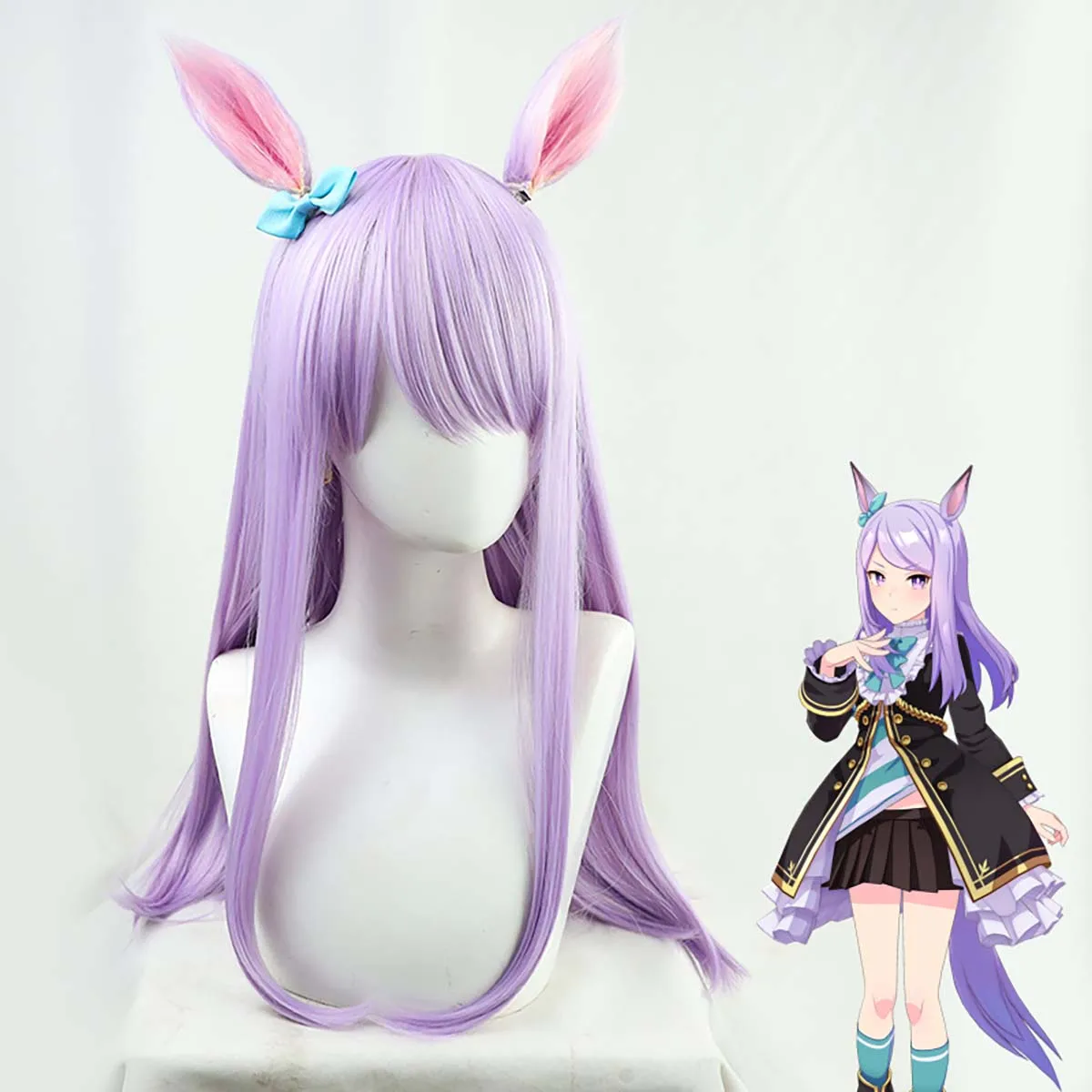 Juego Halloween Live Show Pretty Derby Mejiro McQueen Cosplay peluca púrpura con orejas