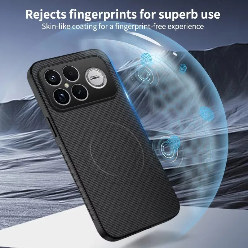 

Phone Shell For Xiaomi POCO F8 Ultra Case Soft Silicone carbon fiber Magnetic Protective Back Cover Case For Xiaomi POCO F8 Pro