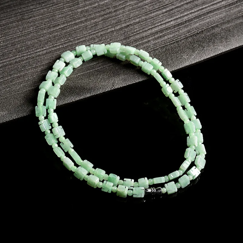 Myanmar Jadeite Beaded Necklace Talismans Carved Gemstone Vintage Beads Energy Natural Jewelry Real Jade Gifts for Women