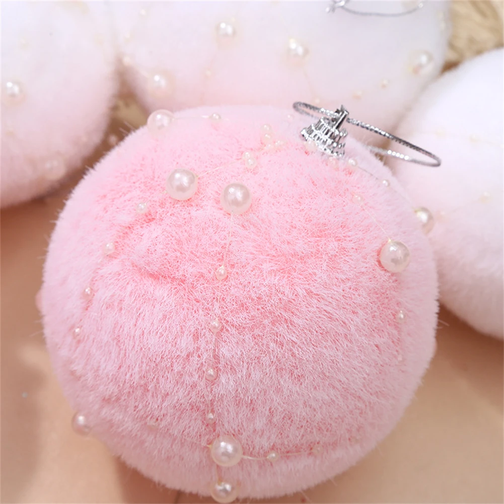 2/3PCS 8/10CM  Christmas Ball Ornaments Xmas Tree Hanging Pendant Plush Balls Decorations 2025 Navidad Natal New Years