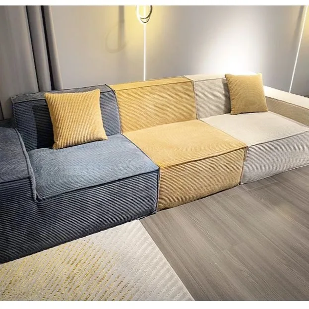 Modern Luxury Living Room Sofa Sectional Set Furniture l Shape 2 3 Seater Corduroy Compression Vacuum Packed Relaxing Designs