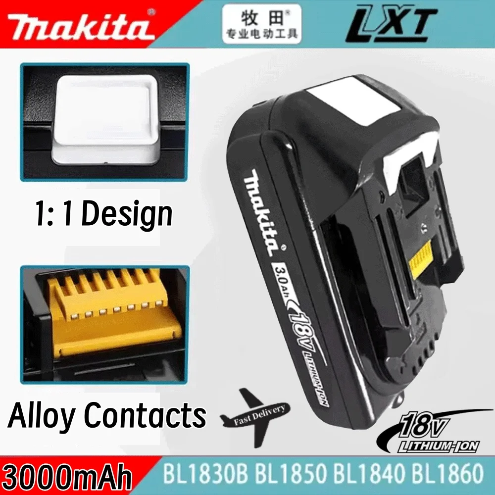

Original Makita 18V 3Ah Battery for BL1830B BL1850B BL1850 BL1840 BL1860 BL1815 Replacement Lithium 3000mah Battery