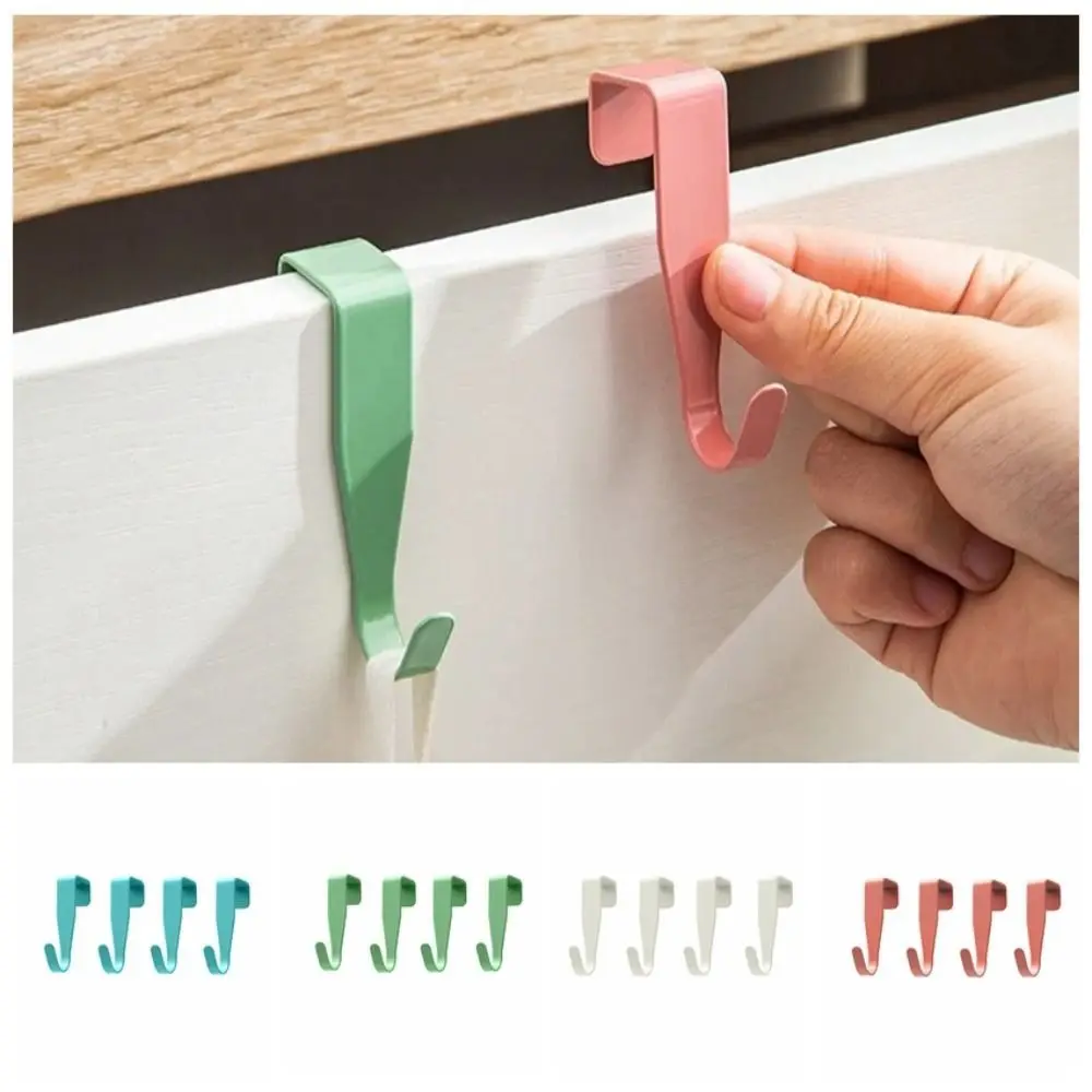 Cabinet Closet Door Hook Punch Free Creative Cabinet Storage Rack Metal Coat Hat Hanger Hook