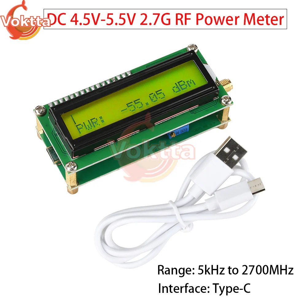 

DC 4.5V-5.5V 2.7G RF Power Meter 5kHz-2700mHz RF Frequency Signal Generator Type-C Broadband Spatial Signal Source Detection