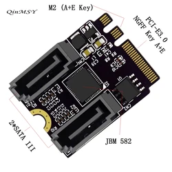 NGFF Key A+E PCI Express to SATA 3.0 6Gbps Dual Ports Adapter Converter Hard Drive Extension Card JMB582 2230
