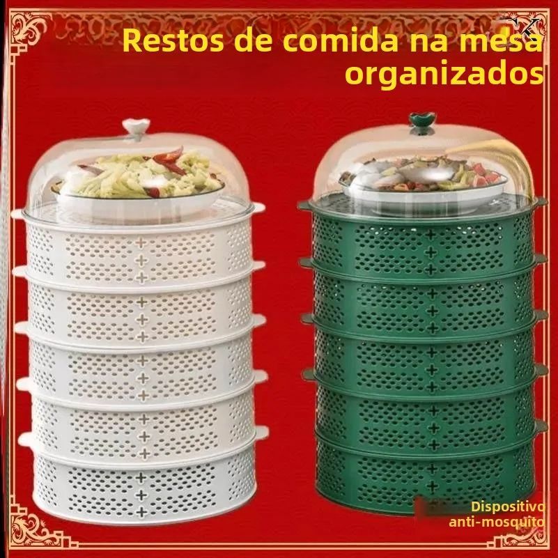 Prateleira de Armazenamento Multi-camadas para Cozinha, Caixa Organizadora de Sobras Respirável, Suporte para Louças, Produto...