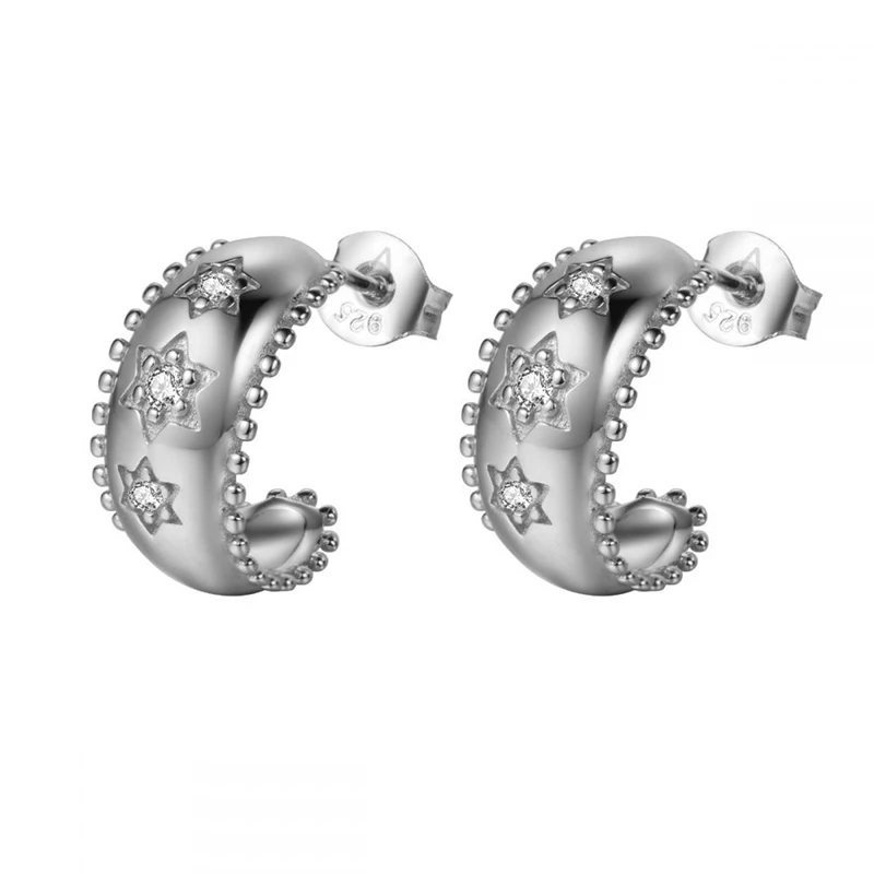 TIANDE Gold Color Charm Star Stud Earrings for Women Exquisite Zircon Piercing Hoop Earrings 2023 Fashion Jewelry Wholesale
