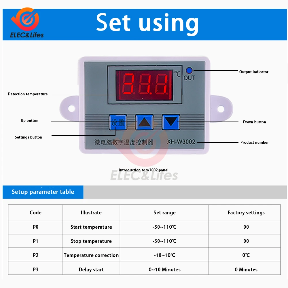 DM-W3001 XH-W3001/W3002 Digital Control Temperature Microcomputer Thermostat Switch Thermometer New Thermoregulator 12V/24V/220V