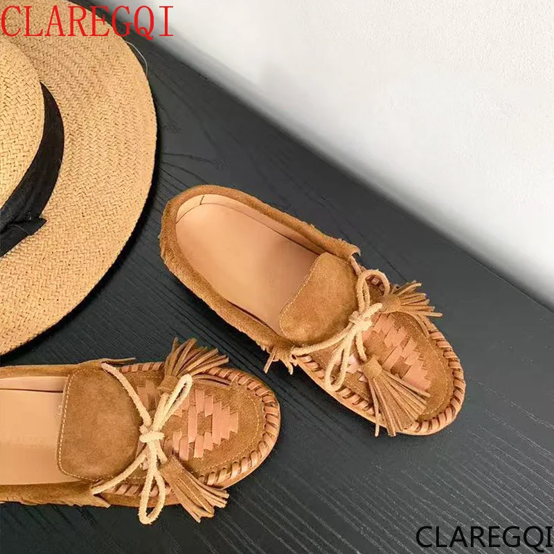 Spring and summer new retro Su Le Fu shoes with flat bottom soft leather and bean shoes, with added casual shoes inside