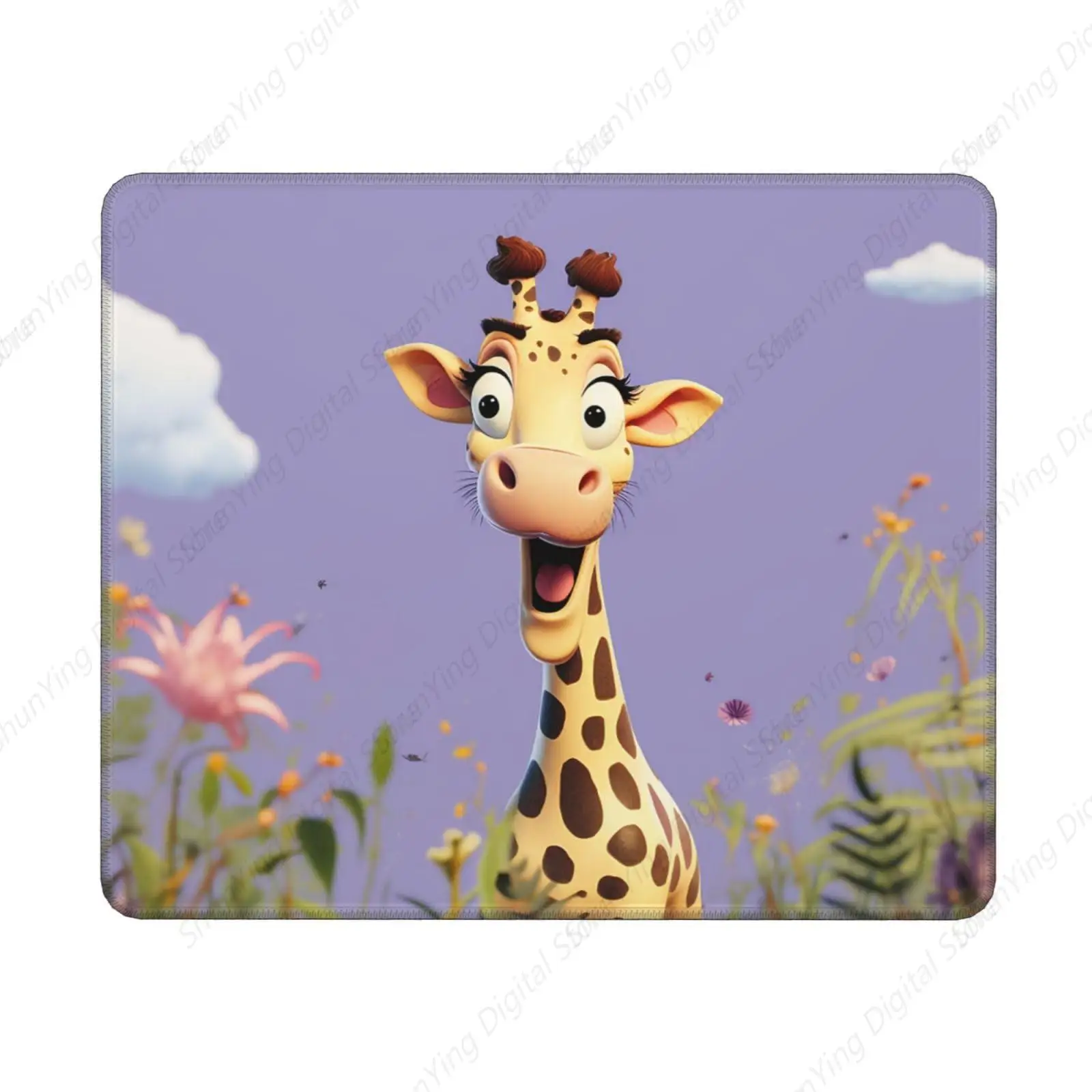 Cute And Happy Giraffe Mouse Pad Gift Washable Non Slip Mouse Pad For Men And Women Laptop Gaming Table Mat 18*22cm