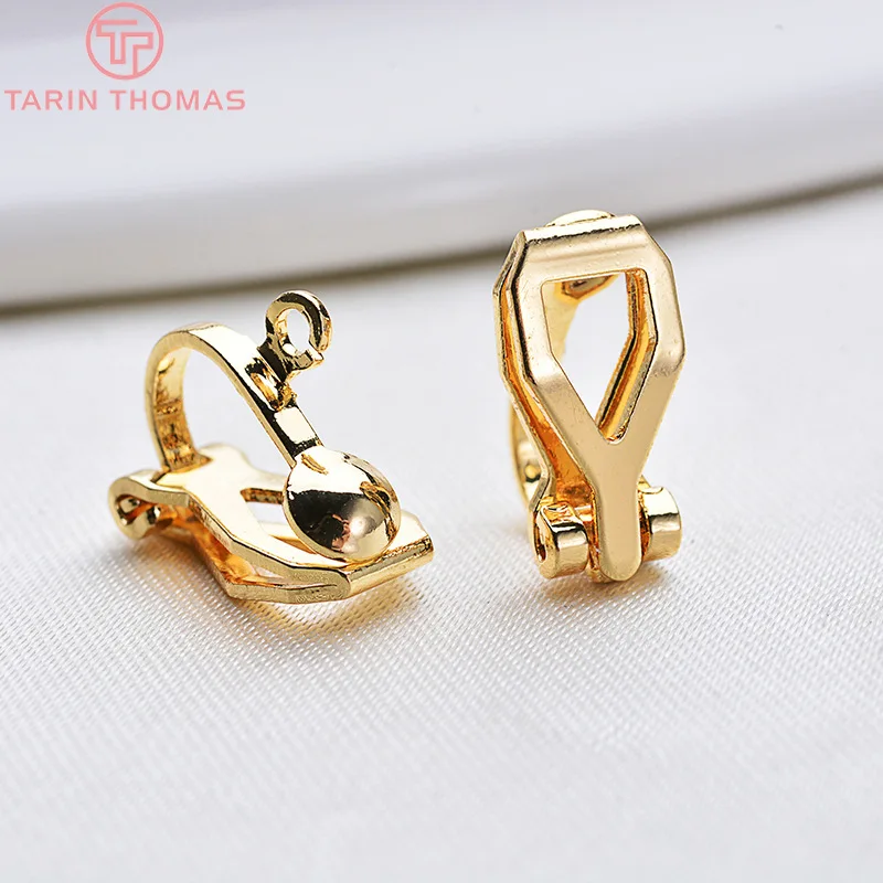 (2136)10PCS 10x16MM 24K Gold Color Plated Brass Earring Clip High Quality DIY Jewelry Making Findings