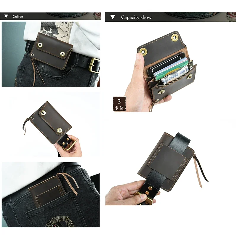 

Magnetic Waist Pack Cow Leather Belt Bag Driver's License Case Card Holder Purse Car Key Bag Men Outdoor Sports Tactics Wallet