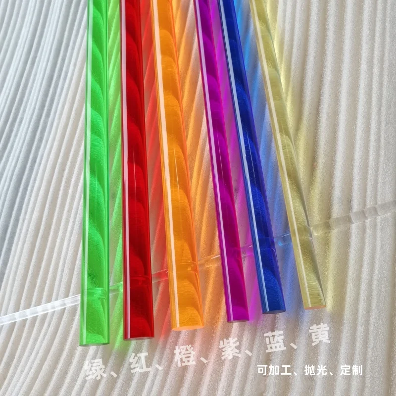 Colorful Translucent Acrylic Rod PMMA Solid Cylinder Dia 3-50mm Plastic Round Bar Pexiglass