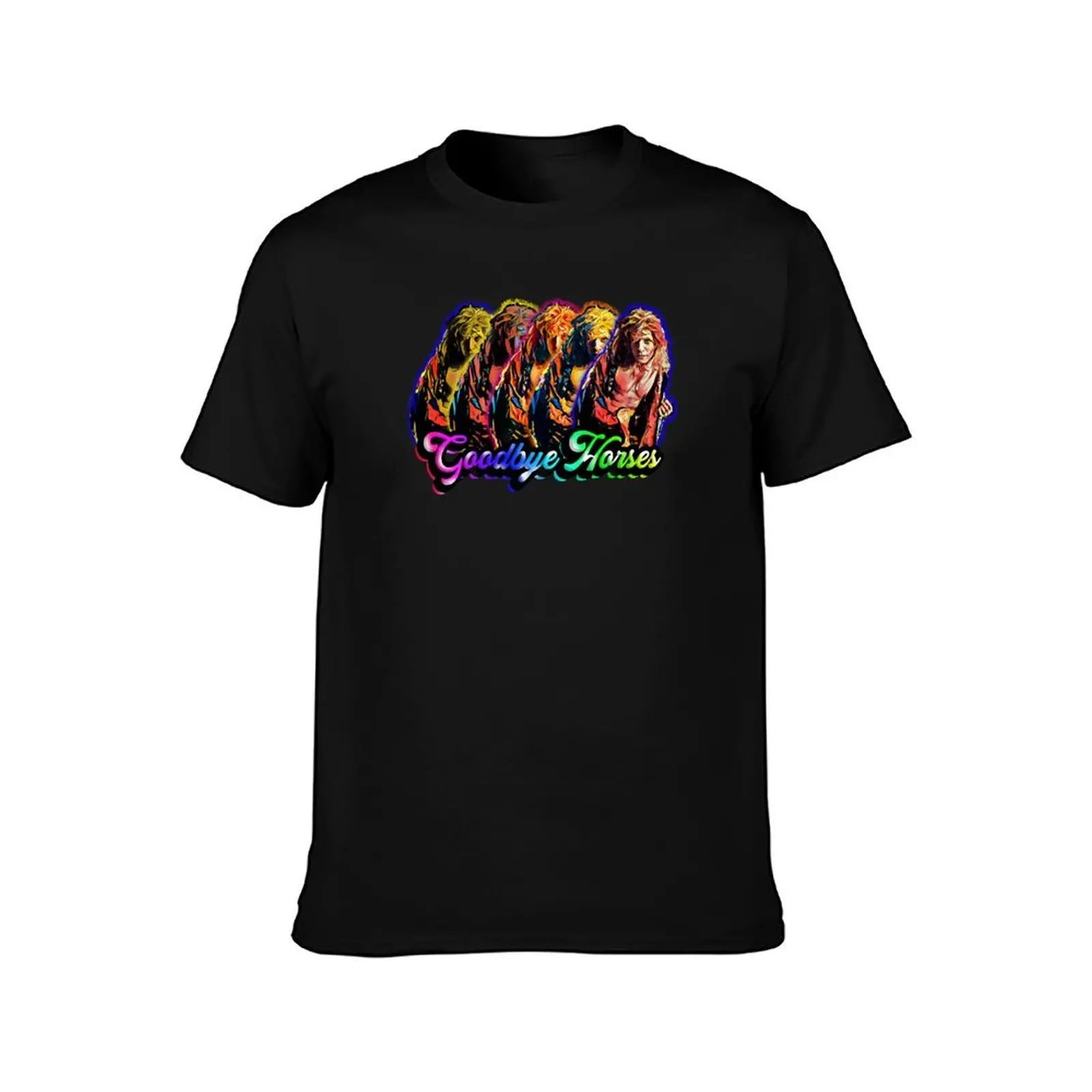 Goodbye Horses T-Shirt, Summer Casual Cotton Tee, Oversized Streetwear Tops, Vintage Graphic Print, Loose Fit Short Sleeve