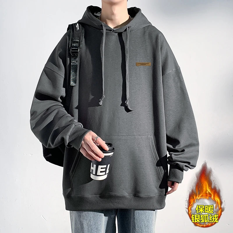 

Sweatshirt Male Harajuku Mens Clothing Thickening Kpop Sweatshirts Man Original Brands Hip Hop Zip Up Hoodies Oversize Clothes