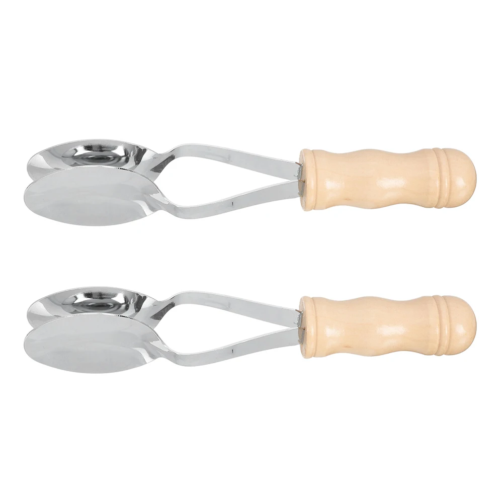 

2 Pcs Musical Spoon Spoons Hand Percussion Instruments Kid for Kids Rural Child