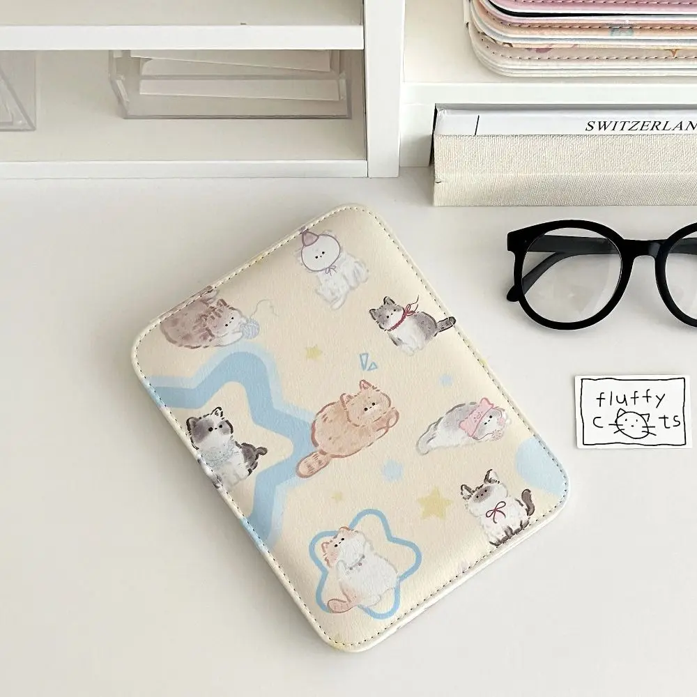 

Portable Pu Leather Desktop Stand Mirror Cartoon Puppy Cat Fold Makeup Mirror Light Weight Delicate Vanity Mirror Dormitory