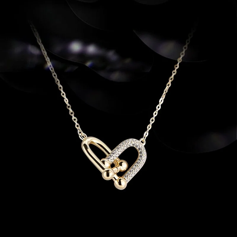 Collar de Plata Eternelle con Diseño de Doble Anillo en Forma de Corazón, Regalo de Cumpleaños, Joyería Moderna para Mujer, N...