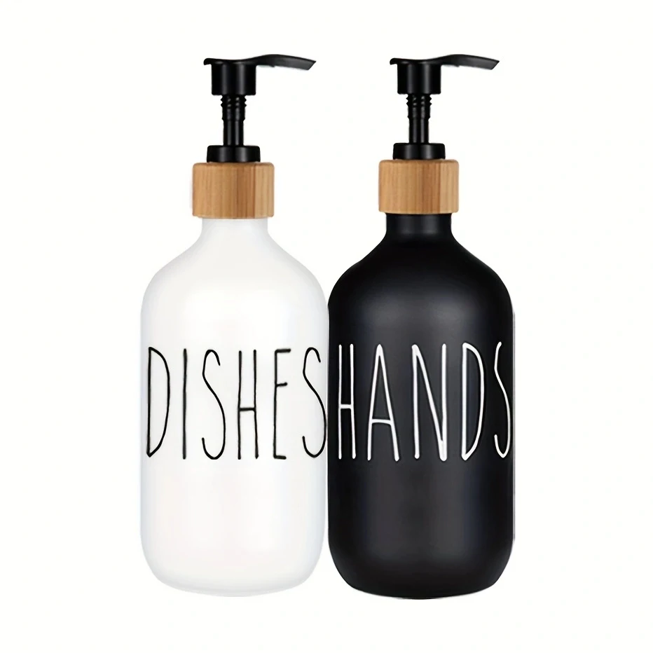 2pcs/set Soap Dispenser Hand Soap and Dish Soap Dispenser Refillable Sink Dispenser Waterproof Font Kitchen Accessories 500ML