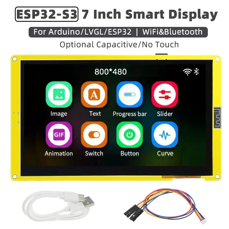 ESP32-S3 for LVGL7 Inch 800*480 Display RGB LCD TFT Module HMI 8M PSRAM 16M Flash WiFi & With Tutorial