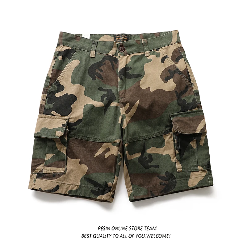 

Камуфляжная мужская одежда свободного кроя, летняя модная винтажная рабочая одежда с несколькими карманами, прямые брюки, молодежные энергетические брюки
