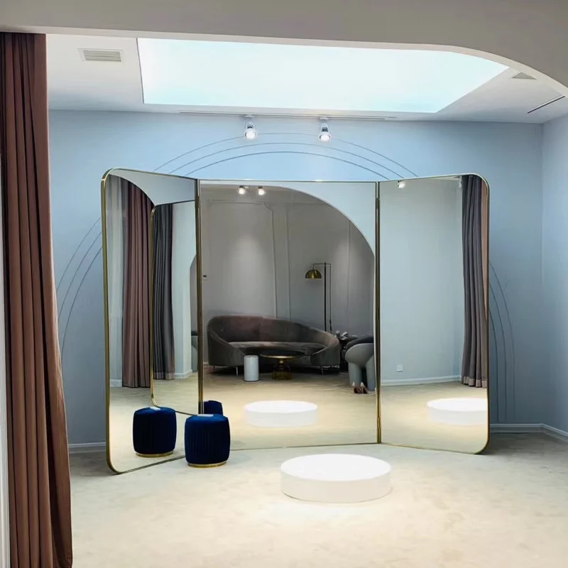 Custom.Customized Wholesale Bridal Shop Stainless Steel Modern Folding Arch Mirror Full-length