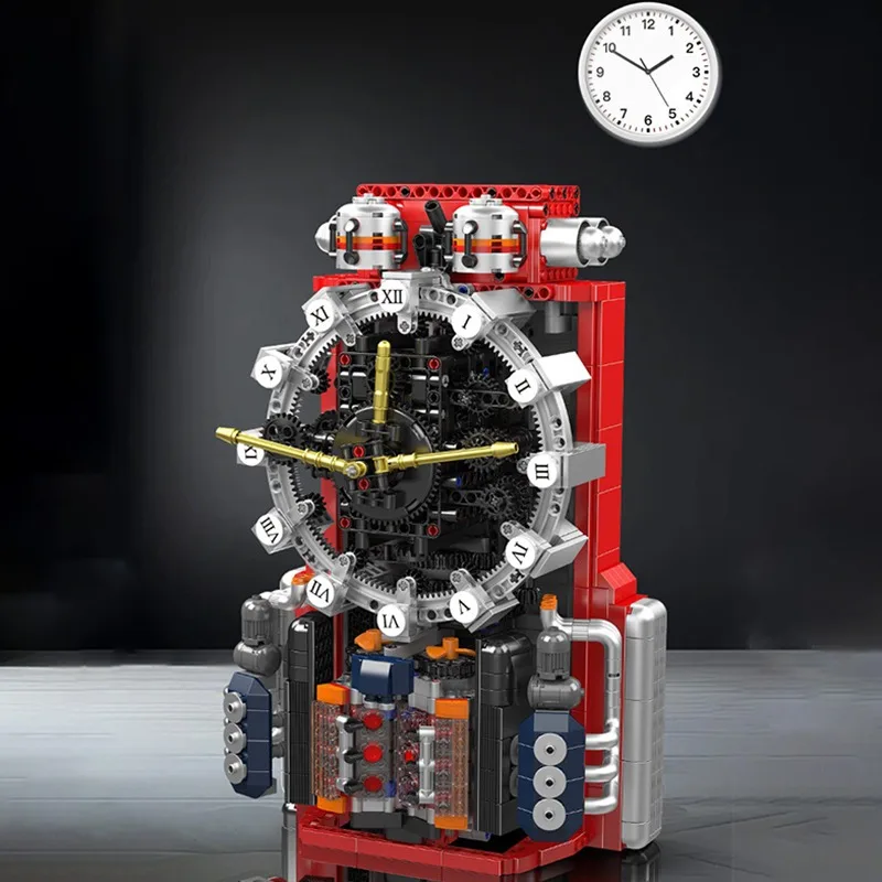 Modelo de relógio de motor para crianças, montagem artesanal, bloco de construção, brinquedo de modelagem, ornamento de mesa, kits de brinquedos para crianças