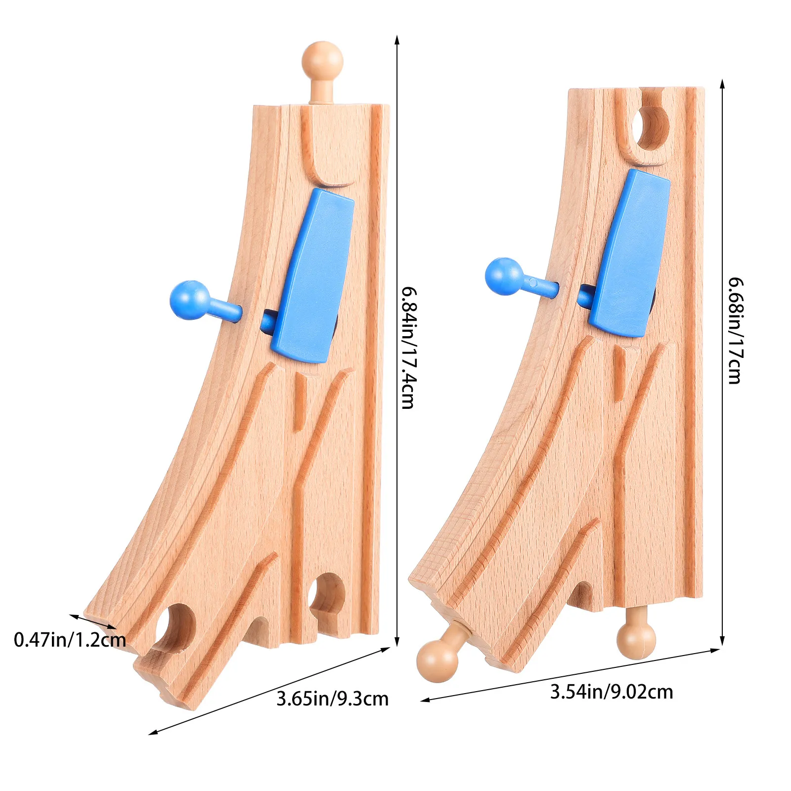 2Pcs Wooden Train Track Switch Curved Section Compatible Toddler Train Set Layout Track Scene Layout Toy