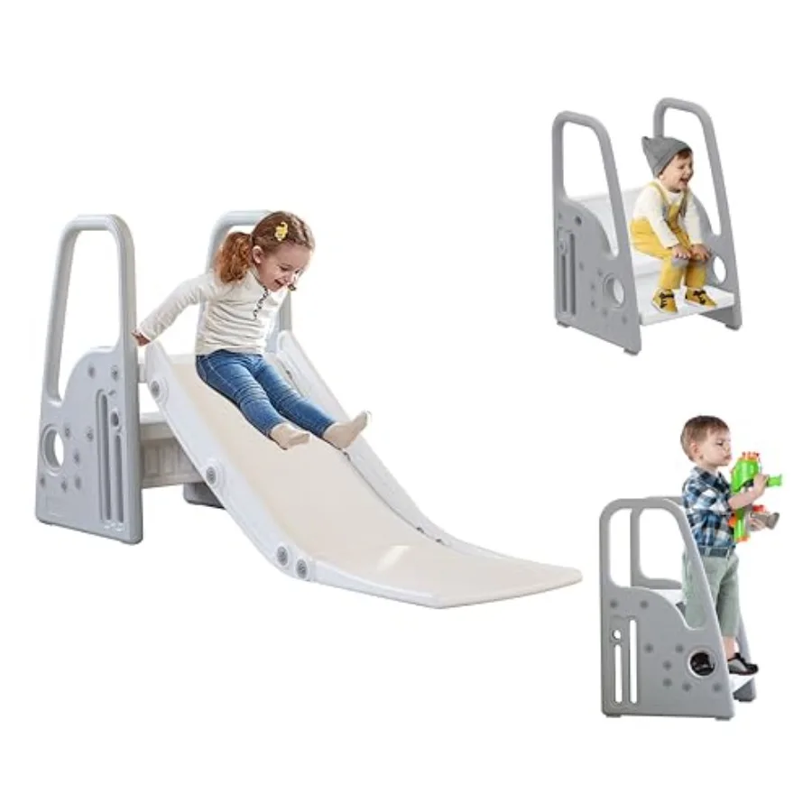 Juego de Tobogán y Escalador 3 en 1 para Niños Pequeños con Rampa Extra Larga, Tobogán Interior para Patio de Juegos