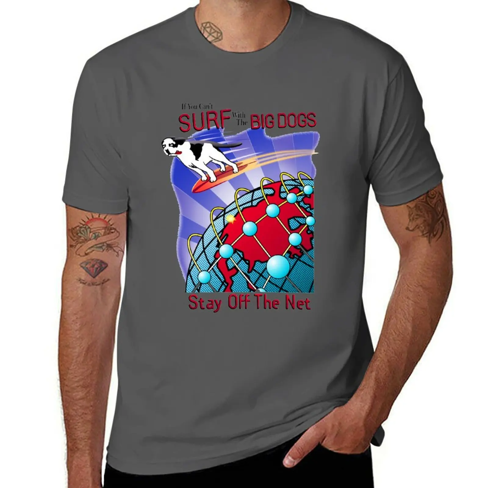 Surf With The Big Dogs Stay Off The Net T-Shirt Moisture Wicking Athletic T-Shirt