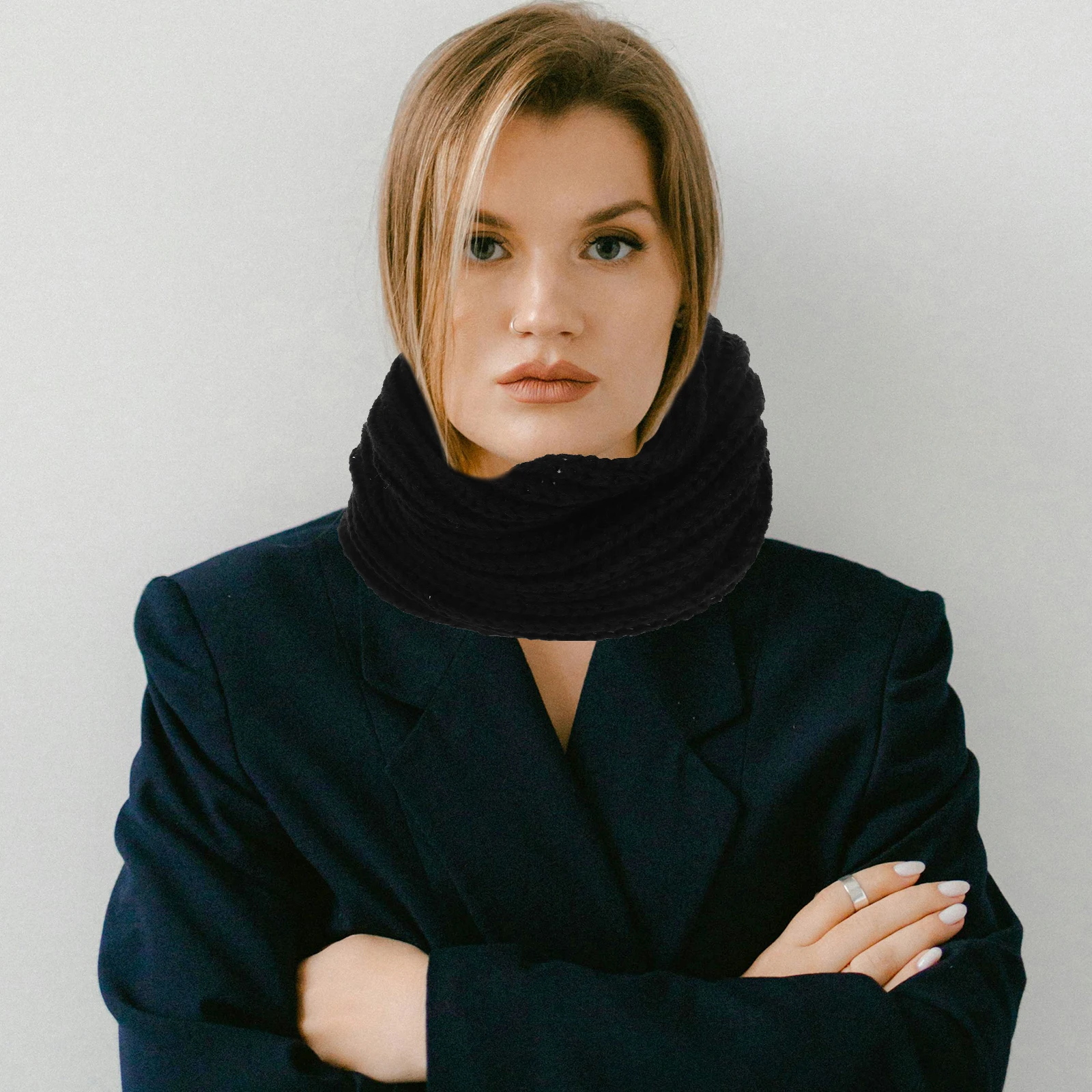 

Small Scarf Woolen Loop Fashion Stylish Design Neck Warm Winter Circular Scarves for Women Men Knitted Thick Soft Cozy