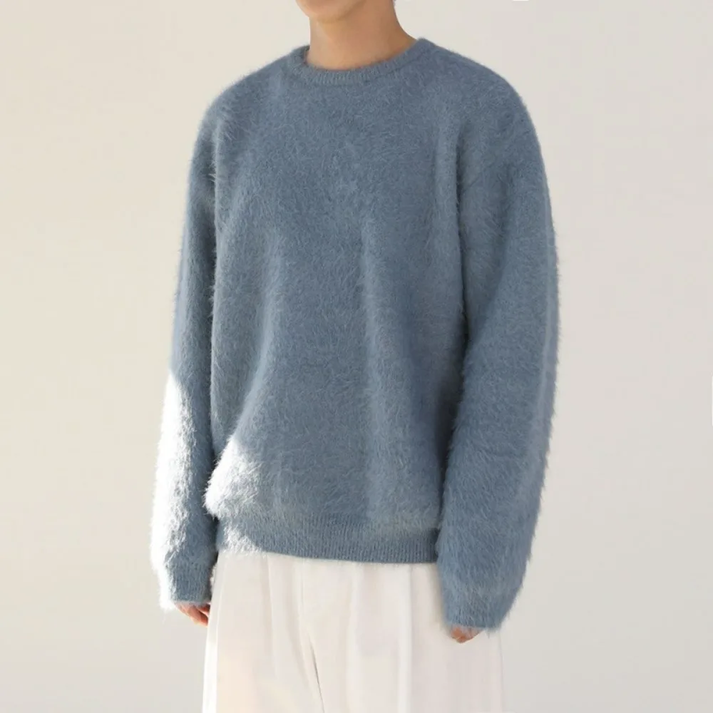 

Solid Color Men's Sweater in Winter Thick Round Neck and Korean Loose Soft and Glutinous Sweater
