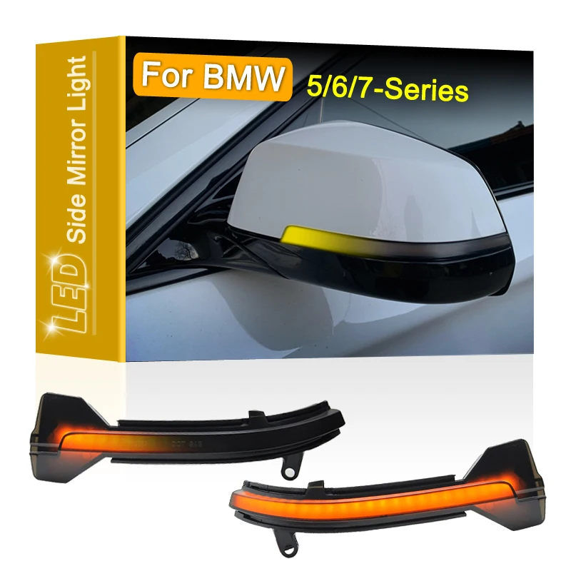 2Pcs 12V LED Side Rearview Mirror Blinker Dynamic Turn Signal Light For BMW 5/6/7-Series F07 F10 F11 F06 F12 F13 F01 F02 F03