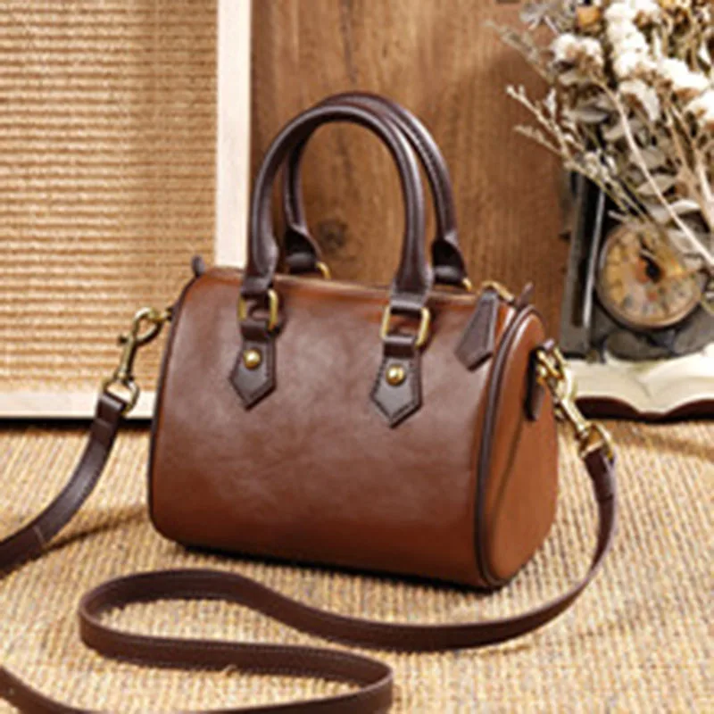 

Genuine leather Women's Bag Boston Bag New Retro High-Quality Shoulder Bag luxury Handbag Crossbody Bag Trend