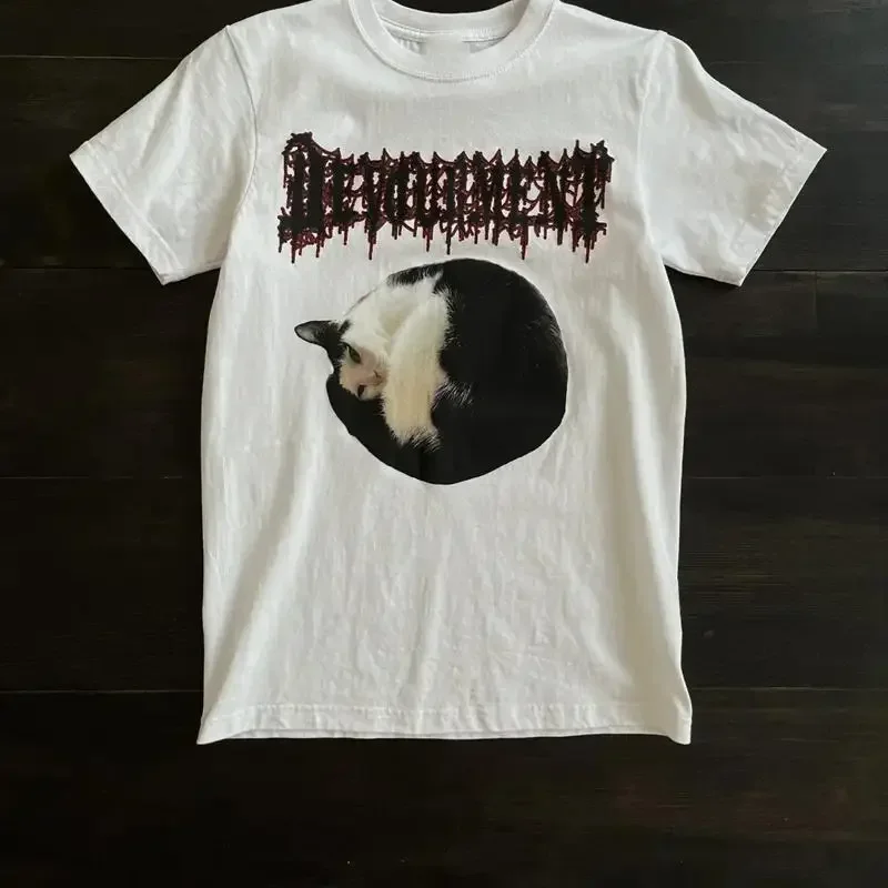 Devourment band Cat  Cotton White All Size T Shirt