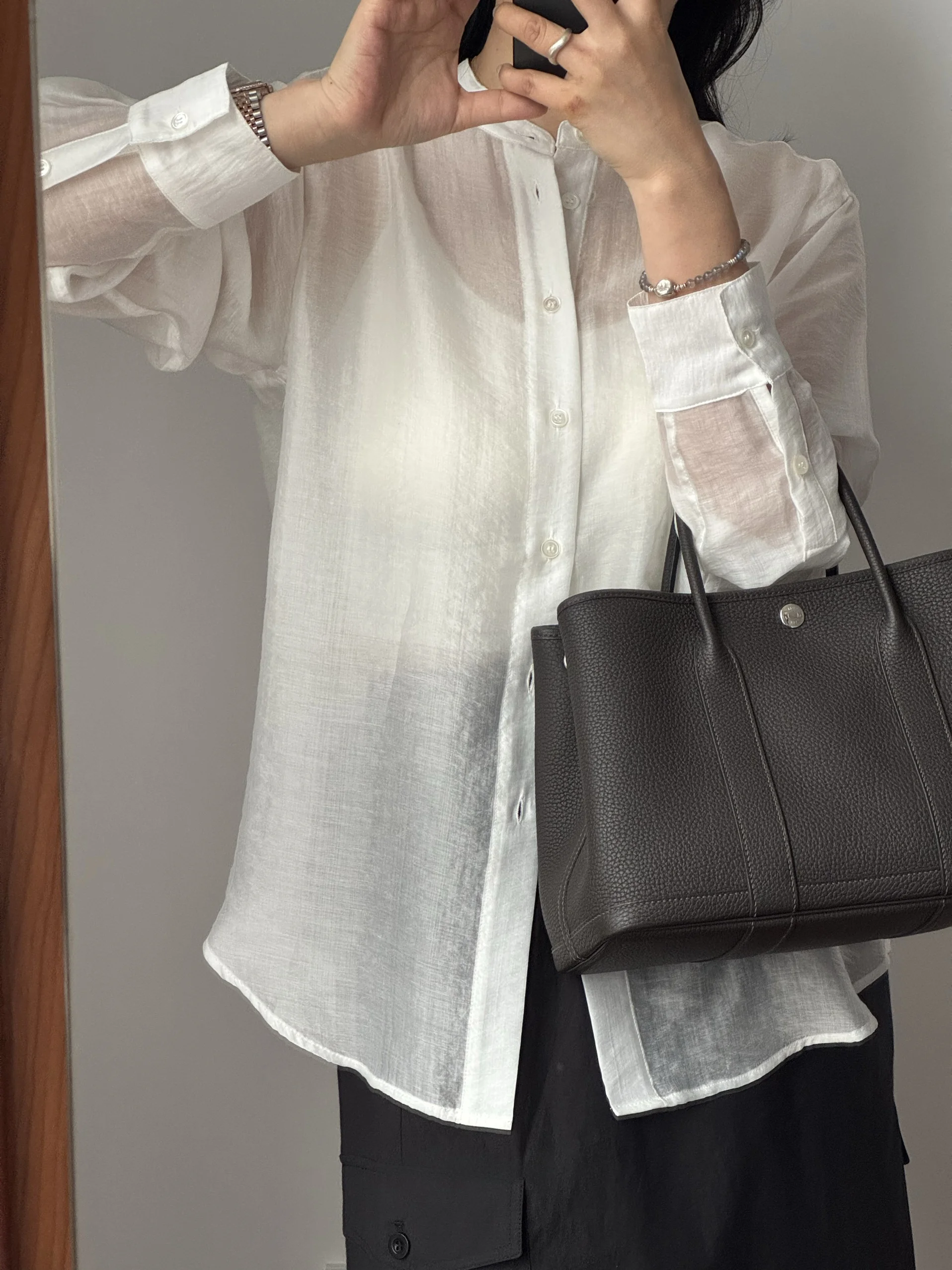 

New Spring Summer Autumn Silk Long Sve Physical Sun Protection irt Comfortable Simple Sle Commute Loose Fit Ladies irt