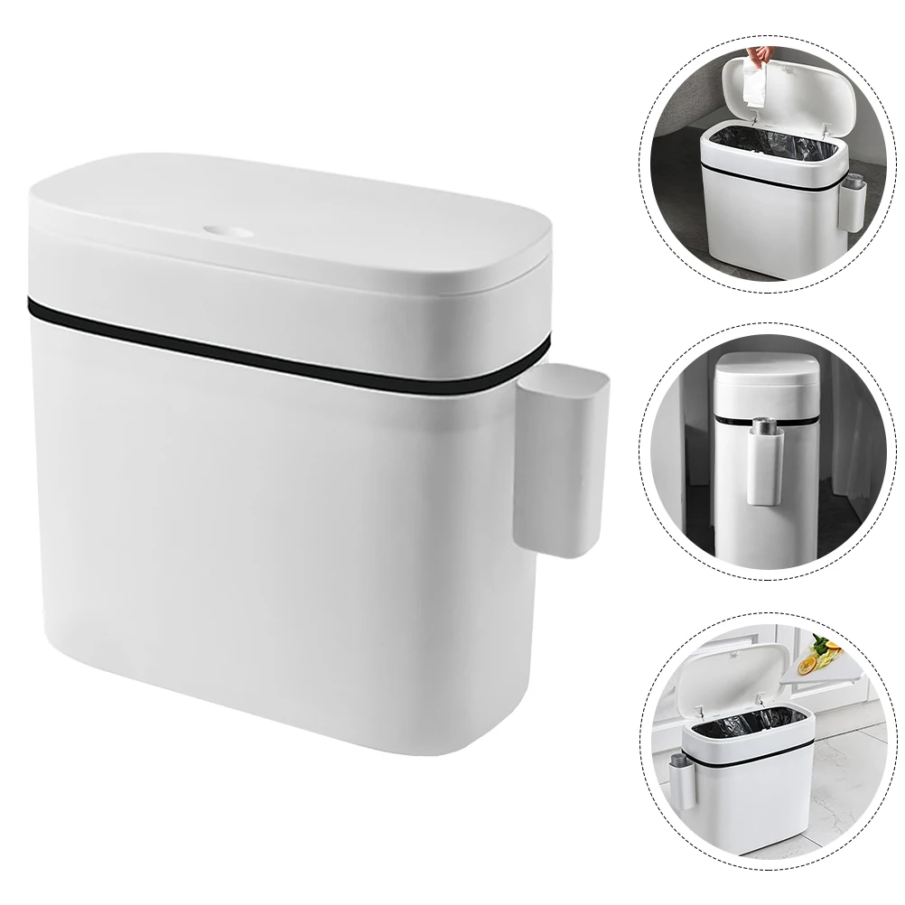 

Garbage Cans Kitchen Trash Room Bathroom Rubbish Bin High Capacity Plastic White Office