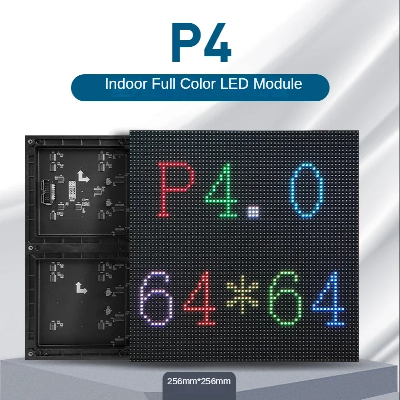 Indoor P4 RGB LED Screen Panel Module 64*64 Pixels 1/32 Scan 3in1 SMD Full Color 256*256mm P4 LED Display Panel Module