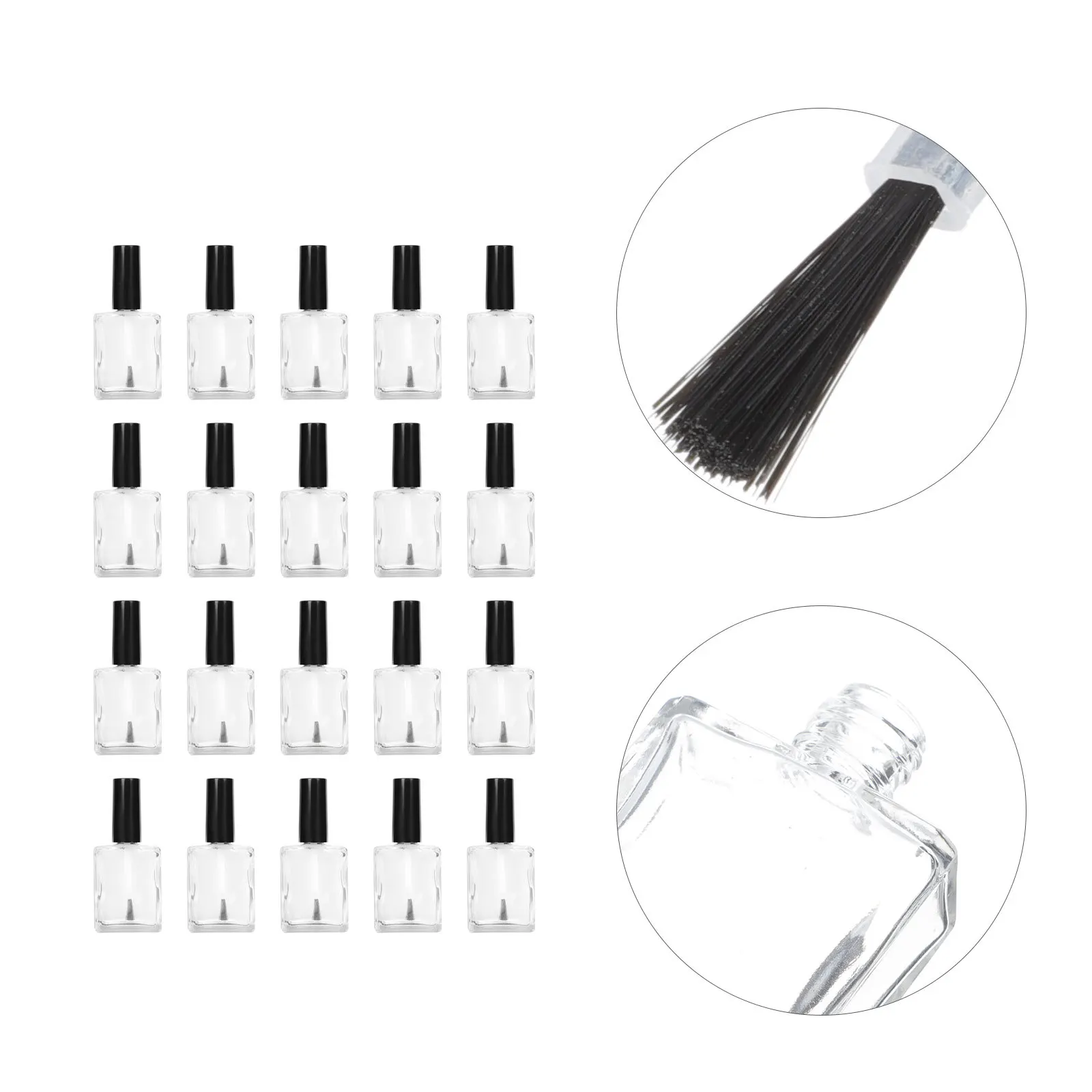

20Pcs Empty Nail Varnish Bottles Sub-Packed Portable Flat Shape Nail Gel Holders for Cuticle Oil Manicure Supply