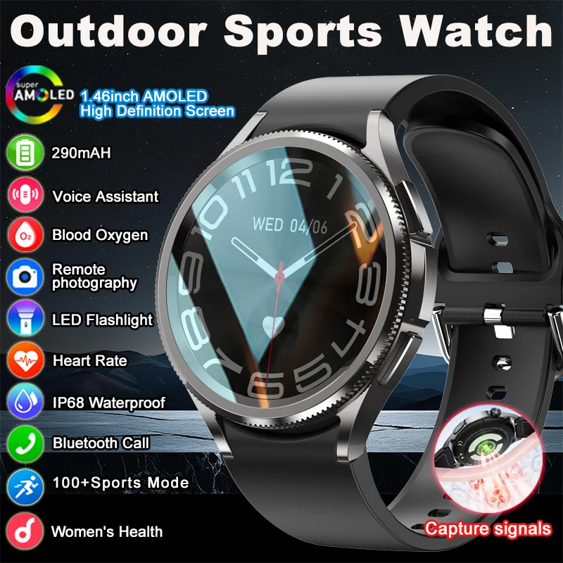 

2026 New Watch 6 Classic Smart Watch Fashion Men Health Monitoring Heart Rate IP68 Waterproof Bluetooth Call Smartwatch Women