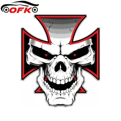 Cool Maltese Cross with Skull Sticker Laptop Skateboard Bike Decal Cartoon Car Stickers 13cm x 11.2cm