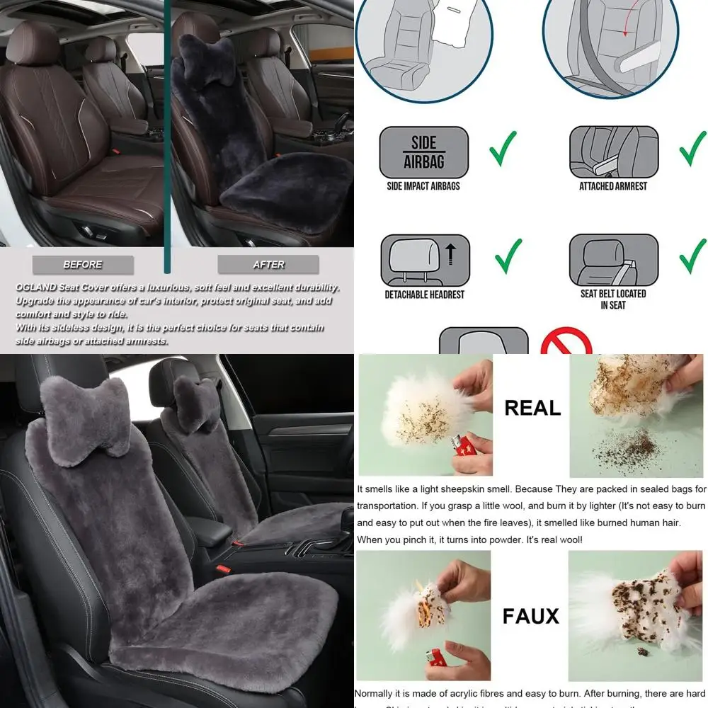 

Universal Plush Sheepskin Car Seat Covers, 2-Pack, Graphite, Soft & Cozy Seat Cushions for Vehicles