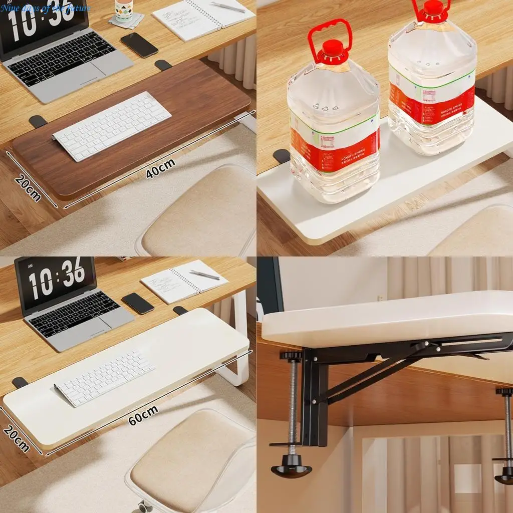 

90° Foldable Computer Arm Rest Clamp On Desk Shelf Desk Extender Tray E65A