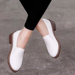 Comemore Spring Autumn Fashion Women Flat Shoes Moccassin Loafers Slip on Sneaker Woman Soft Leather Female Low Heel White