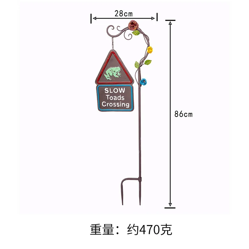 Cross-border frog floor insert wrought iron ornament, garden entrance welcome card decoration, colorful kindergarten courtyard