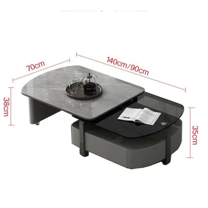 Table Basse Nordique de Luxe pour Salon, Meuble Minimaliste, Rangement