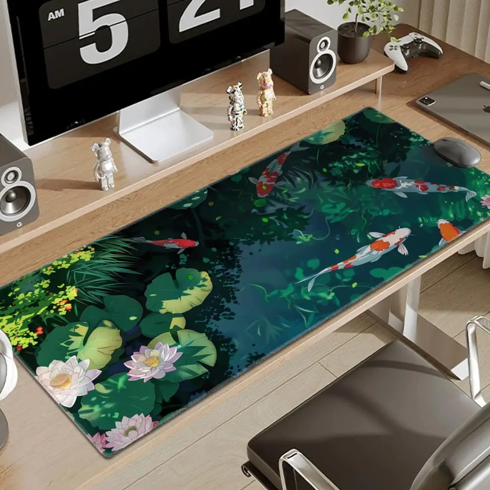 

Koi Fish Mousepad Japanese Desk Mat XL boho nature mouse pad xxl extra large gaming deskmat anime aesthetics multiple sizes mats
