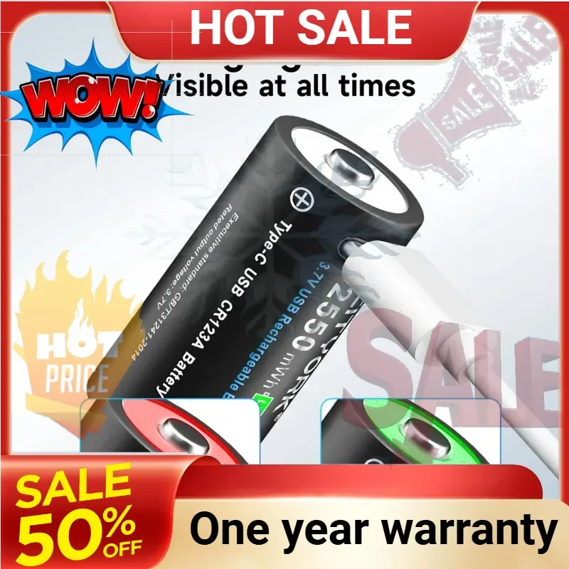 SWZY 3.7V 16340 16350 Rechargeable Battery USB Rechargeable RCR123 CR123 CR123A Btteries For LED Flashlight With USB Cable
