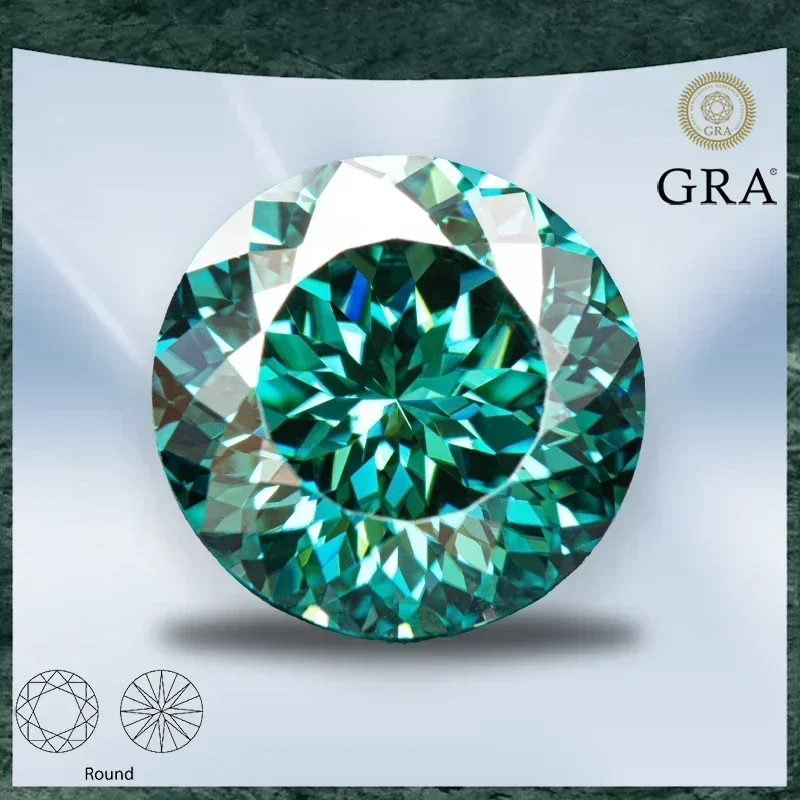 

Moissanite Stone Round Shape 100 Faces Cut Emerald Green Natural Colours with GRA Certificate Top Charms Jewelry Making Material