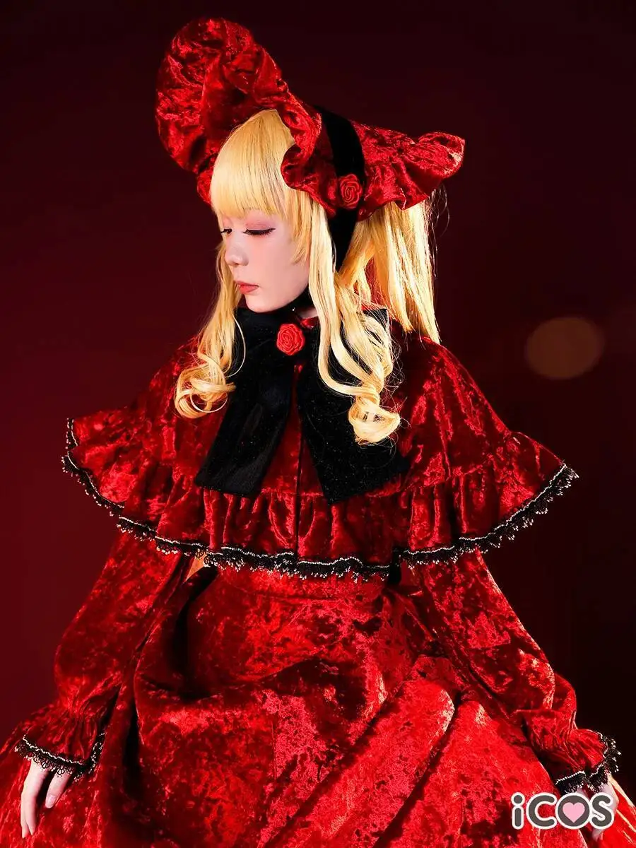 Disfraz de Anime Rozen Maiden, disfraz de Shin Ku para mujer, disfraz de Shinku, vestido rojo de Lolita, traje completo de Reiner Rubin